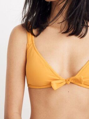 💠Madewell Second Wave Tie-Front Bikini Top Womens Small Turkish Saffron Yellow